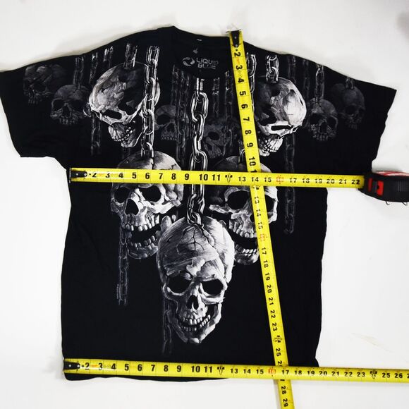Liquid Blue Goth Grunge Skull Chains T-shirt - L - Picture 5 of 5